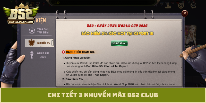 Chi tiết 3 khuyến mãi B52 Club