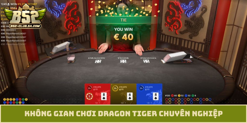 Không gian chơi Dragon Tiger chuyên nghiệp