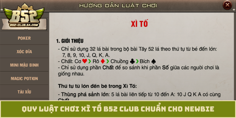 Quy luật chơi xì tố B52 Club chuẩn cho newbie