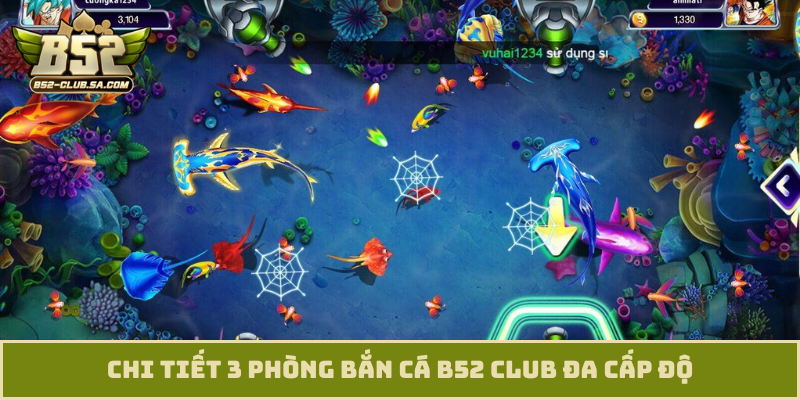 Chi tiết 3 phòng bắn cá B52 Club đa cấp độ