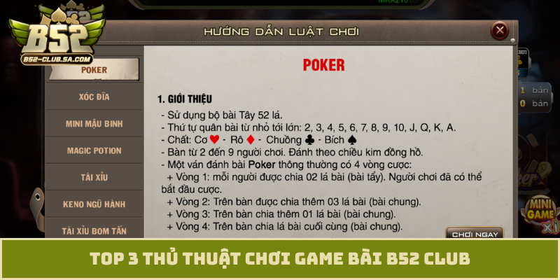 Top 3 thủ thuật chơi game bài B52 Club